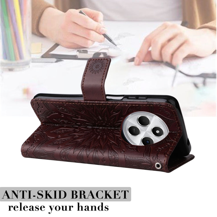 For Redmi 14C 4G Embossed Sunflower Pattern Flip Leather Phone Case