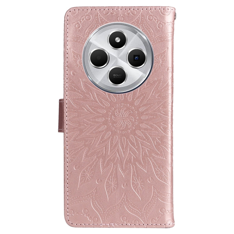 For Redmi 14C 4G Embossed Sunflower Pattern Flip Leather Phone Case