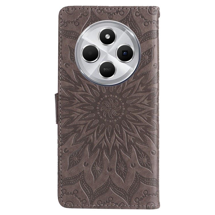 For Redmi 14C 4G Embossed Sunflower Pattern Flip Leather Phone Case