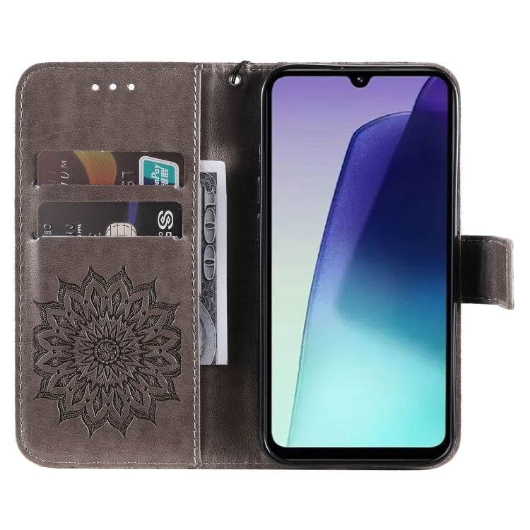 For Redmi 14C 4G Embossed Sunflower Pattern Flip Leather Phone Case