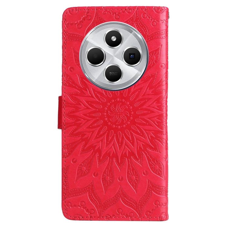 For Redmi 14C 4G Embossed Sunflower Pattern Flip Leather Phone Case