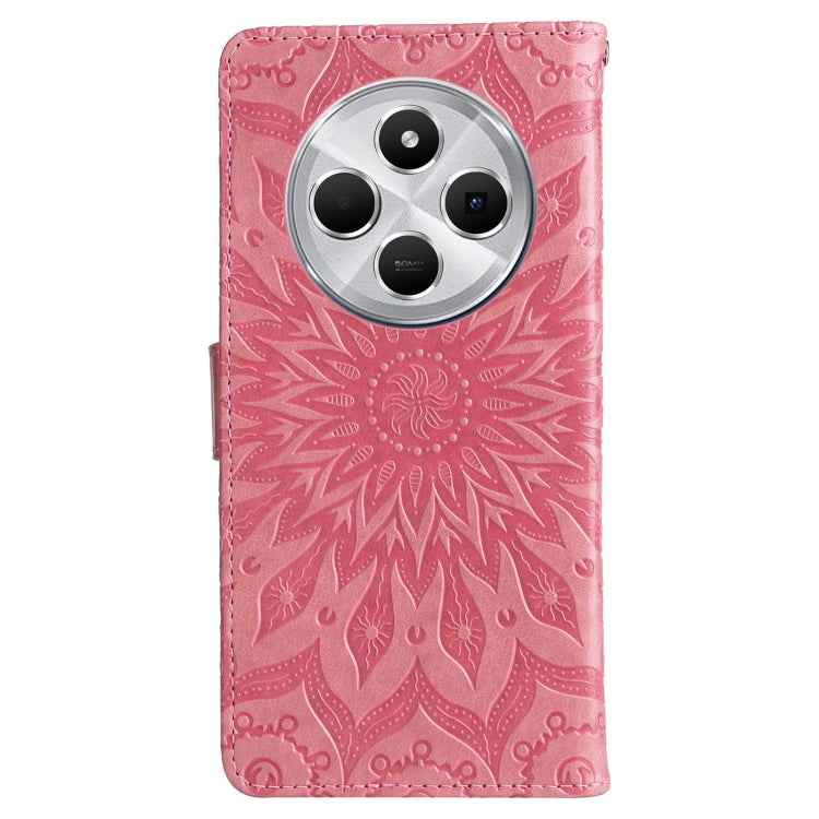 For Redmi 14C 4G Embossed Sunflower Pattern Flip Leather Phone Case