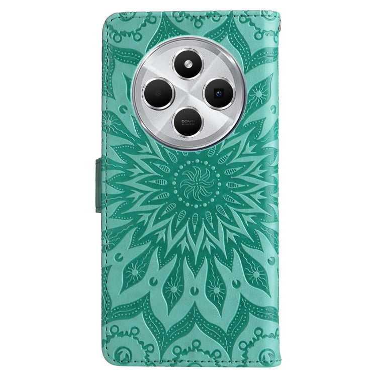 For Redmi 14C 4G Embossed Sunflower Pattern Flip Leather Phone Case