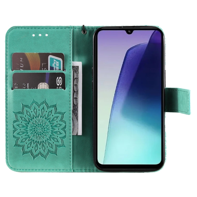 For Redmi 14C 4G Embossed Sunflower Pattern Flip Leather Phone Case