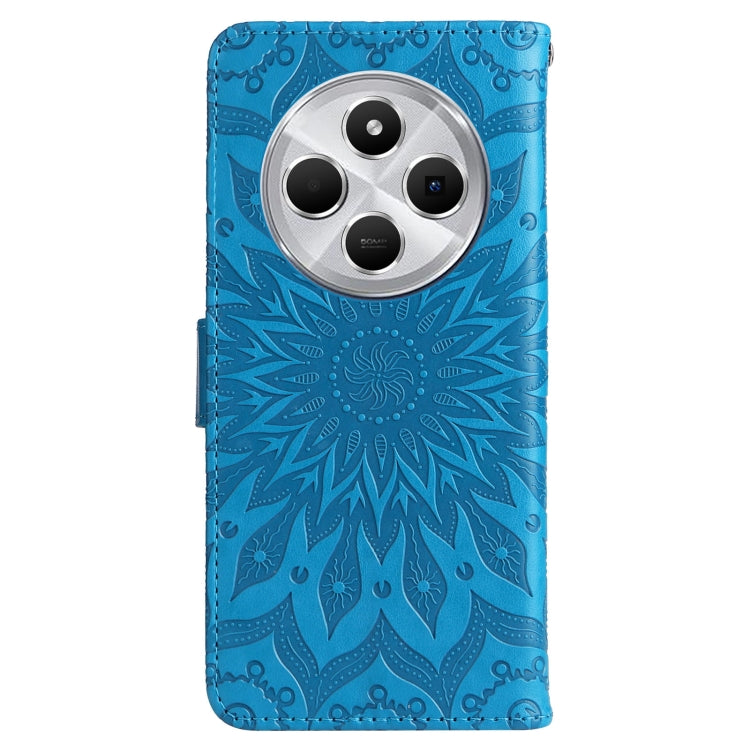 For Redmi 14C 4G Embossed Sunflower Pattern Flip Leather Phone Case