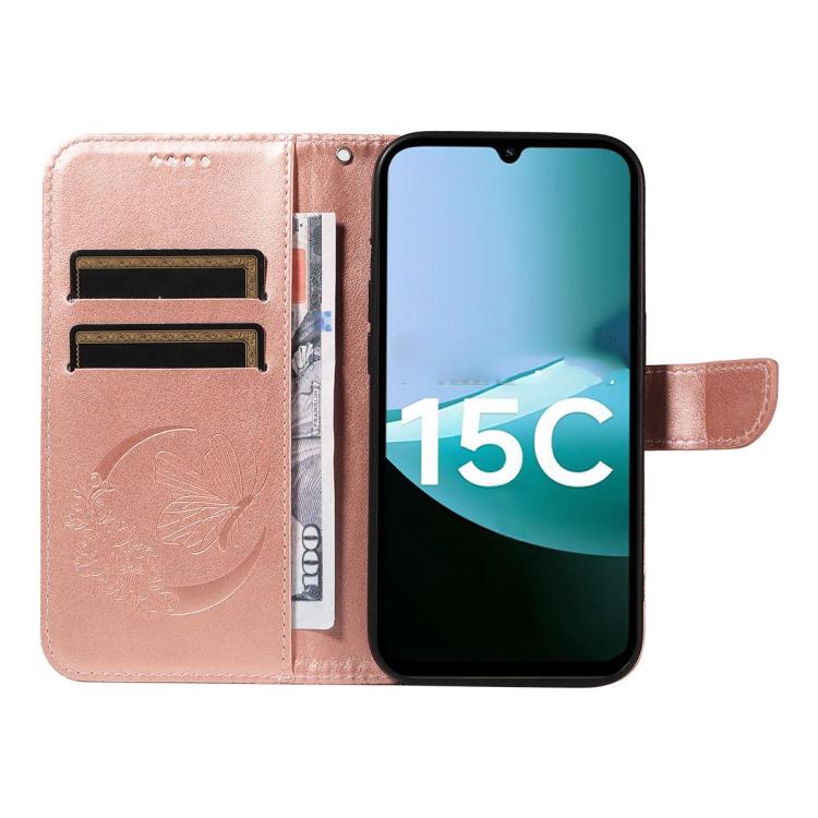 For Redmi 15C 5G / 4G Global 171mm Swallowtail Butterfly Embossed Leather Phone Case