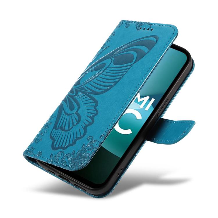 For Redmi 15C 5G / 4G EU 173mm Swallowtail Butterfly Embossed Leather Phone Case