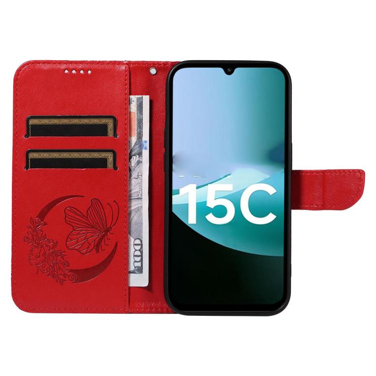 For Redmi 15C 5G / 4G EU 173mm Swallowtail Butterfly Embossed Leather Phone Case