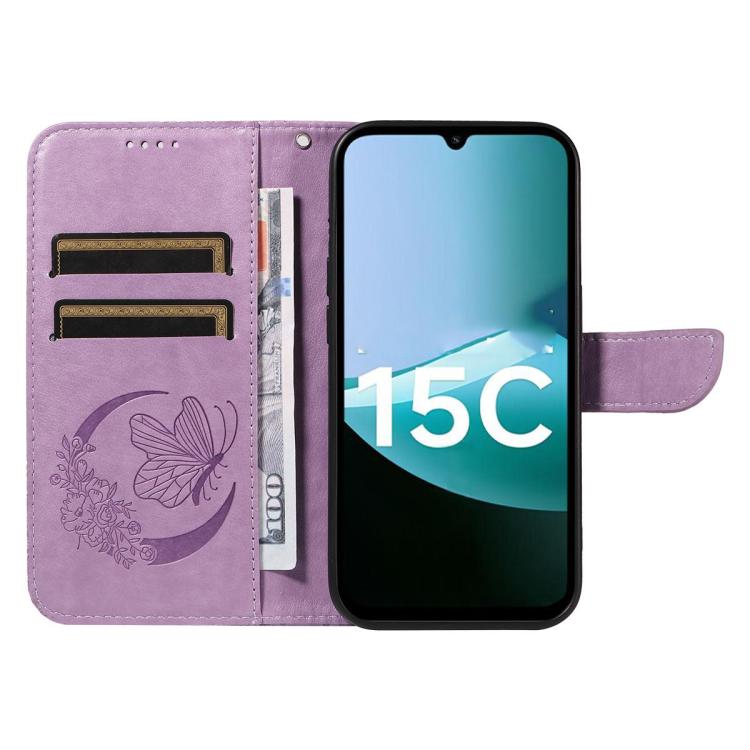 For Redmi 15C 5G / 4G EU 173mm Swallowtail Butterfly Embossed Leather Phone Case