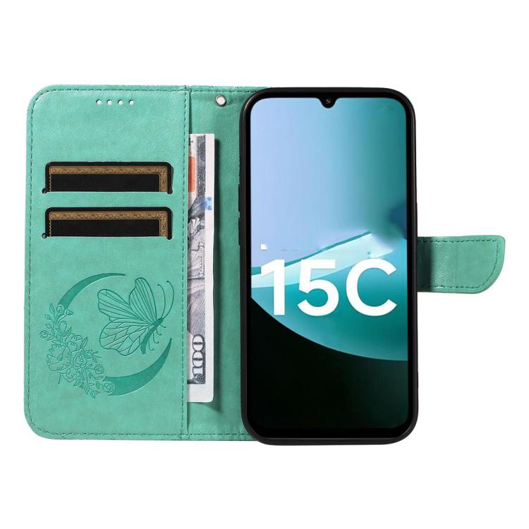 For Redmi 15C 5G / 4G EU 173mm Swallowtail Butterfly Embossed Leather Phone Case