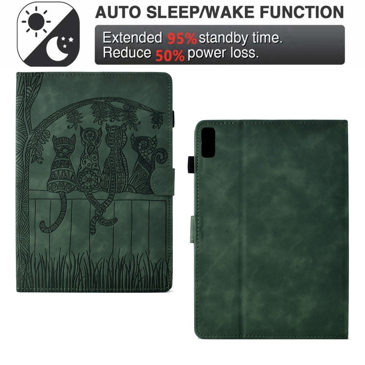 For Lenovo Tab M9 TB-310FU Cats Embossed Leather Smart Tablet Case