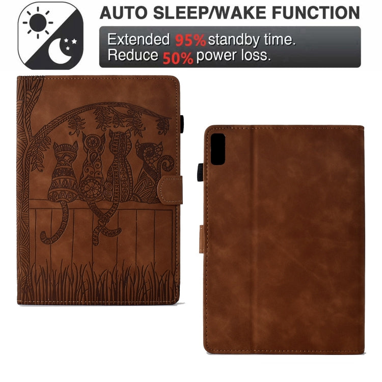 For Lenovo Tab M9 TB-310FU Cats Embossed Leather Smart Tablet Case