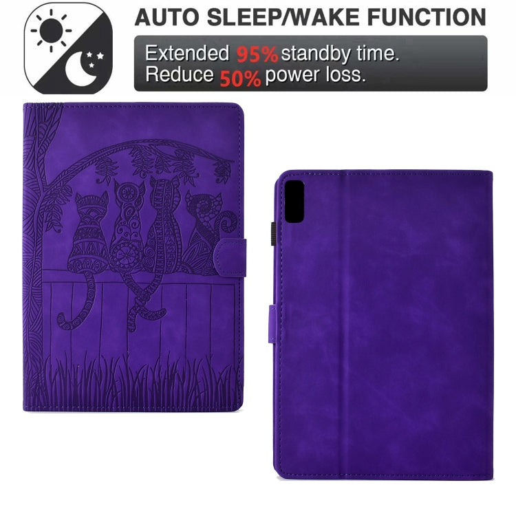 For Lenovo Tab M9 TB-310FU Cats Embossed Leather Smart Tablet Case