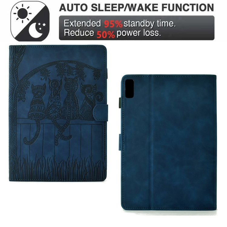 For Lenovo Tab P11 Gen 2 Cats Embossed Leather Smart Tablet Case