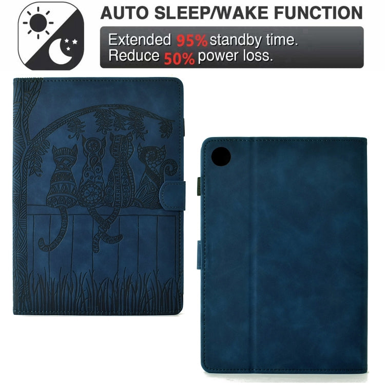 For Lenovo Tab M10 Gen 3rd Cats Embossed Leather Smart Tablet Case