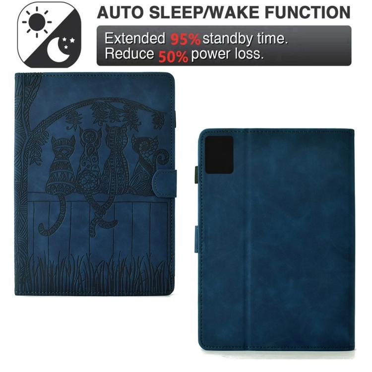 For Lenovo Xiaoxin Pad 12.1 2025 Cats Embossed Leather Smart Tablet Case
