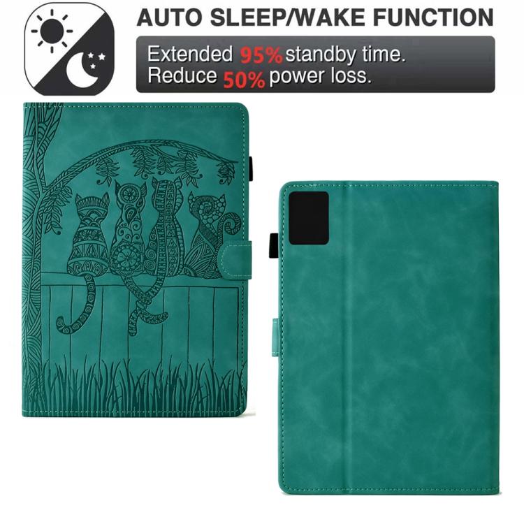For Lenovo Xiaoxin Pad 12.1 2025 Cats Embossed Leather Smart Tablet Case