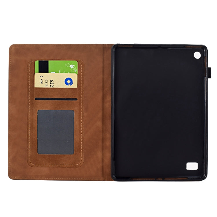 For Amazon Kindle Fire 7 2017 / 2019 Cats Embossed Leather Smart Tablet Case