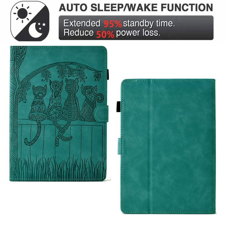 For Amazon Kindle Paperwhite 4 / 3 / 2 / 1 Cats Embossed Leather Smart Tablet Case