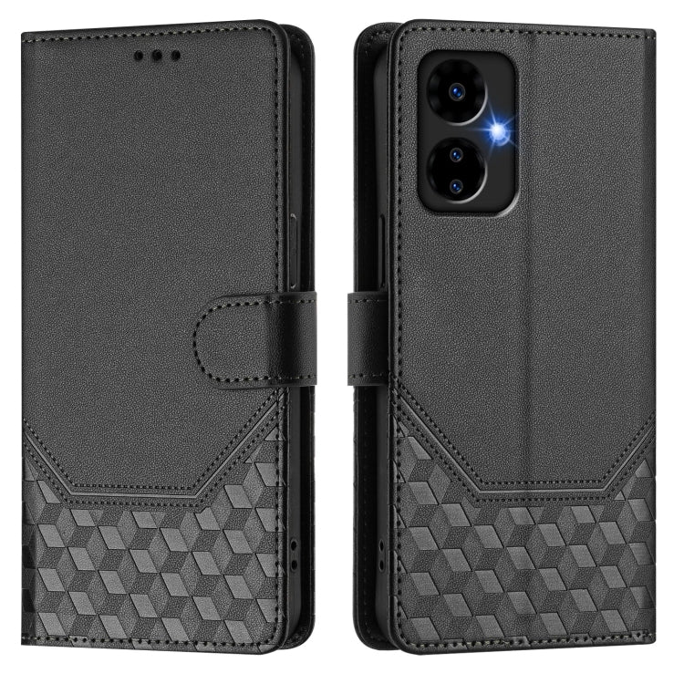 For Boost Mobile Celero 5G 2024 Honeycomb Embossing RFID Leather Phone Case
