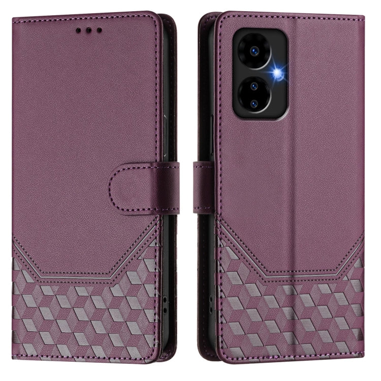 For Boost Mobile Celero 5G 2024 Honeycomb Embossing RFID Leather Phone Case