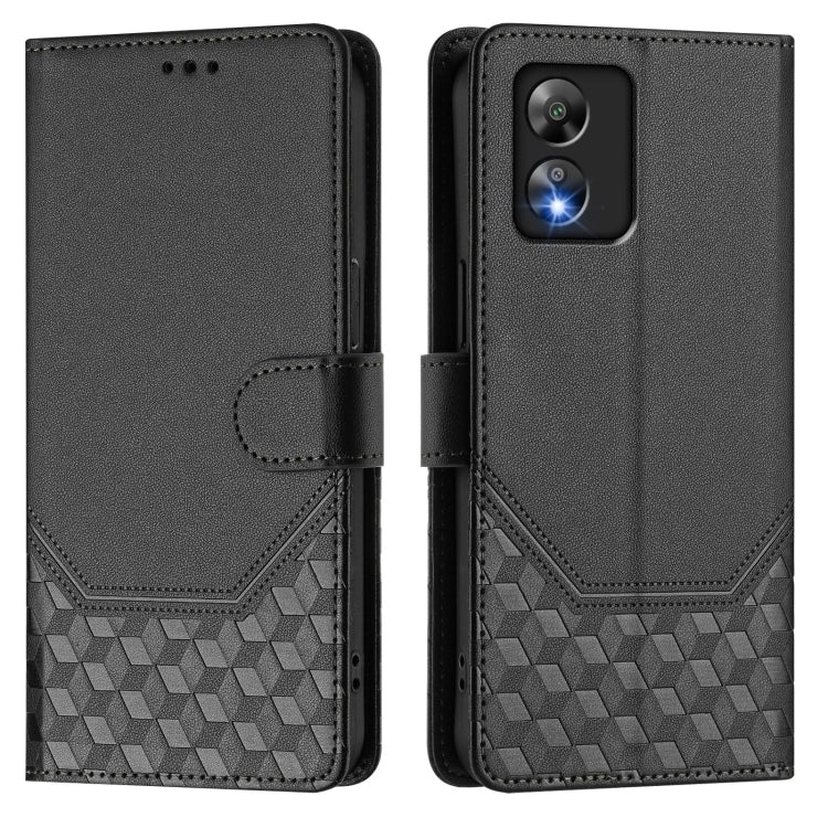 For Boost Mobile Celero 5G SC SN339D Honeycomb Embossing RFID Leather Phone Case