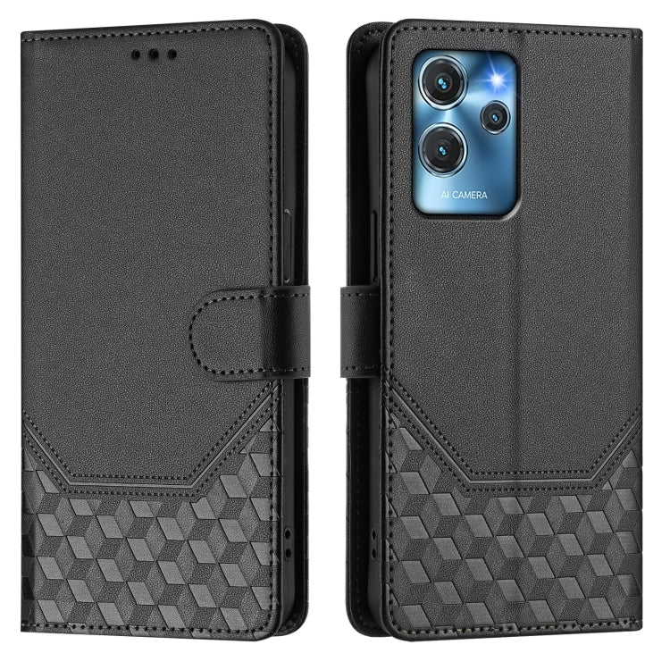 For Oukitel C32 Honeycomb Embossing RFID Leather Phone Case