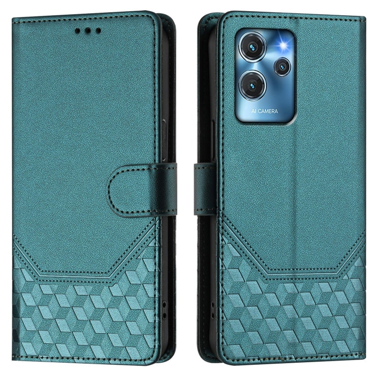 For Oukitel C32 Honeycomb Embossing RFID Leather Phone Case