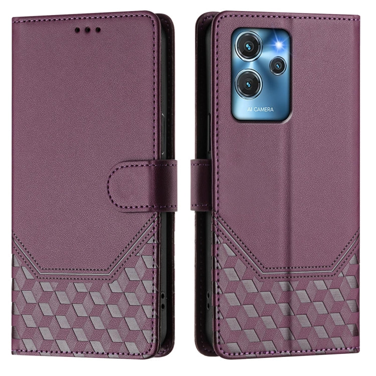 For Oukitel C32 Honeycomb Embossing RFID Leather Phone Case