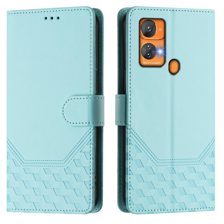 For Oukitel C33 Honeycomb Embossing RFID Leather Phone Case