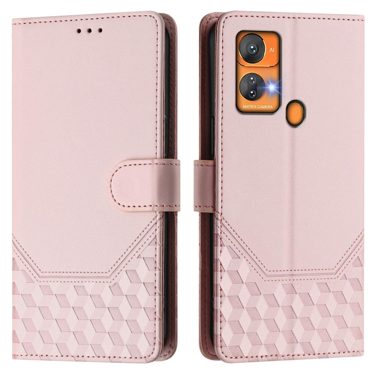 For Oukitel C33 Honeycomb Embossing RFID Leather Phone Case