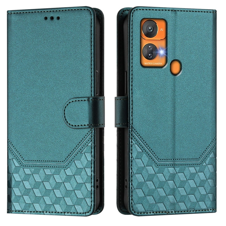 For Oukitel C33 Honeycomb Embossing RFID Leather Phone Case