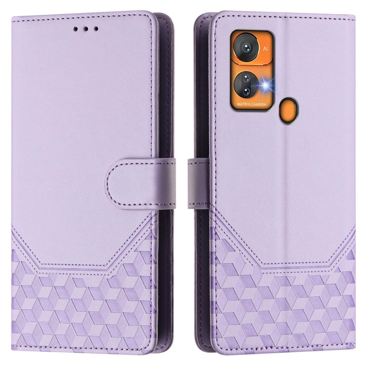 For Oukitel C33 Honeycomb Embossing RFID Leather Phone Case