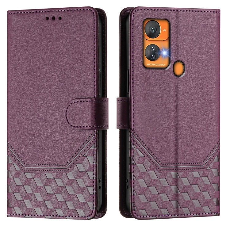 For Oukitel C33 Honeycomb Embossing RFID Leather Phone Case