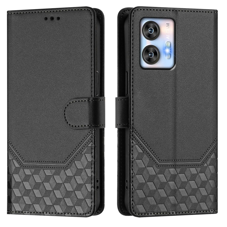 For Oukitel C35 Honeycomb Embossing RFID Leather Phone Case
