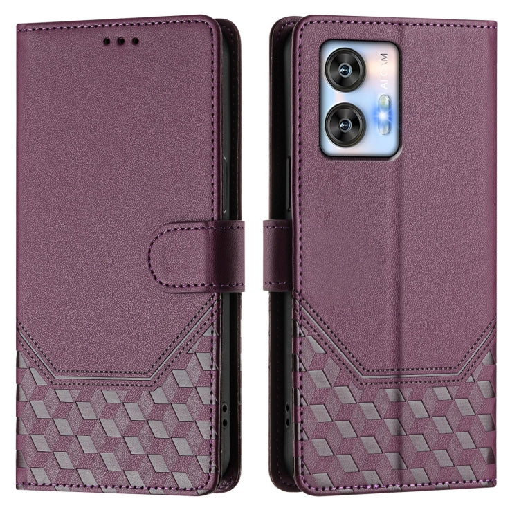 For Oukitel C35 Honeycomb Embossing RFID Leather Phone Case