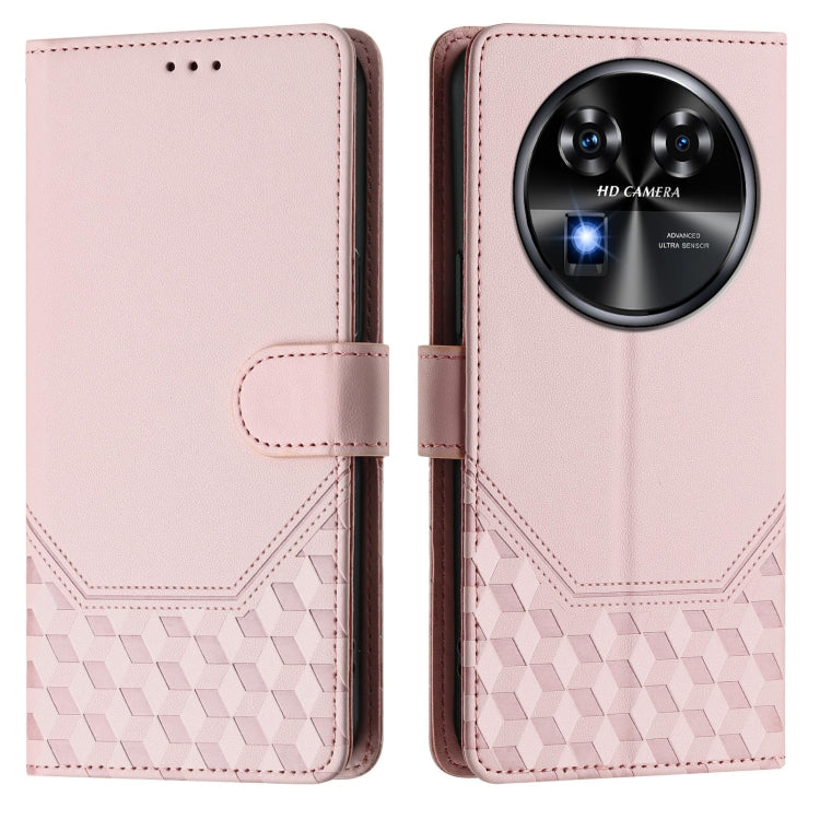 For Oukitel C37 Honeycomb Embossing RFID Leather Phone Case