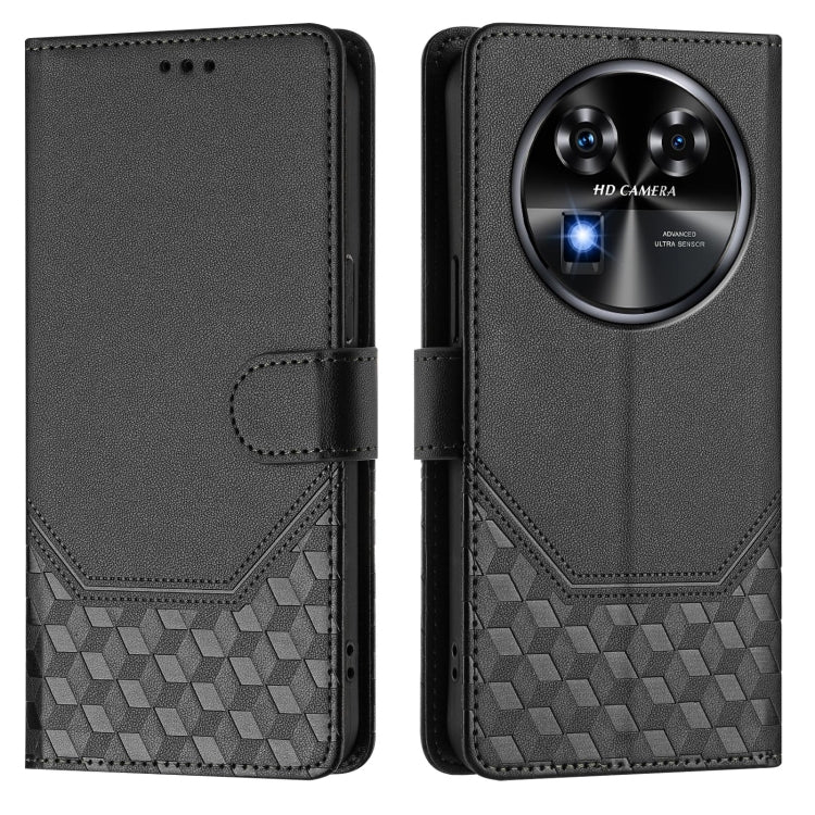 For Oukitel C37 Honeycomb Embossing RFID Leather Phone Case