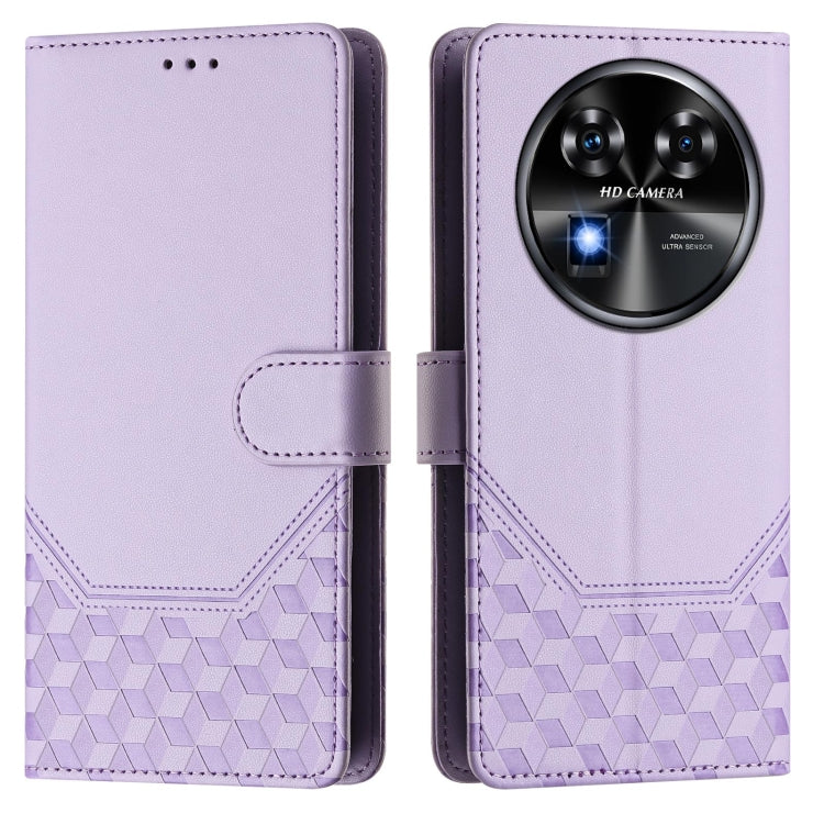 For Oukitel C37 Honeycomb Embossing RFID Leather Phone Case