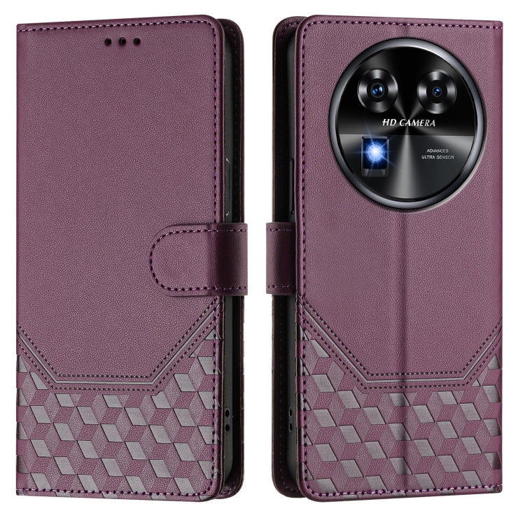 For Oukitel C37 Honeycomb Embossing RFID Leather Phone Case