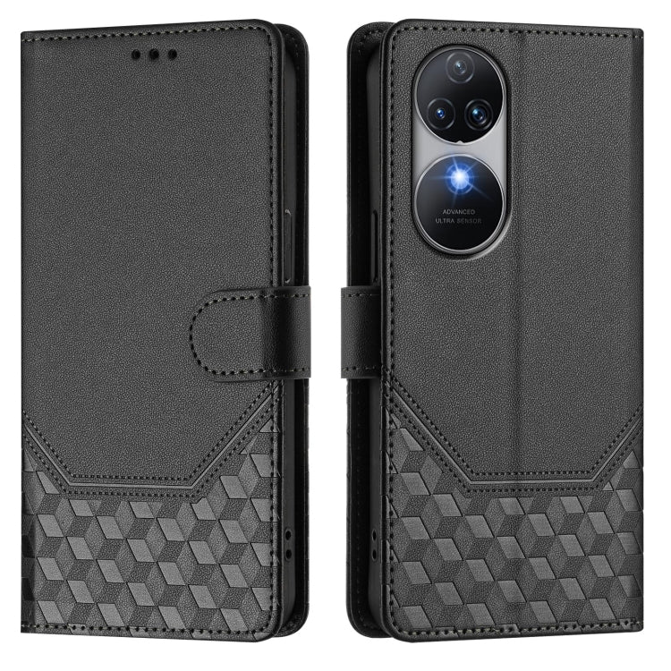 For Oukitel C38 Honeycomb Embossing RFID Leather Phone Case