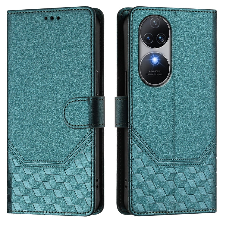 For Oukitel C38 Honeycomb Embossing RFID Leather Phone Case