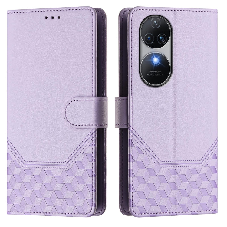 For Oukitel C38 Honeycomb Embossing RFID Leather Phone Case