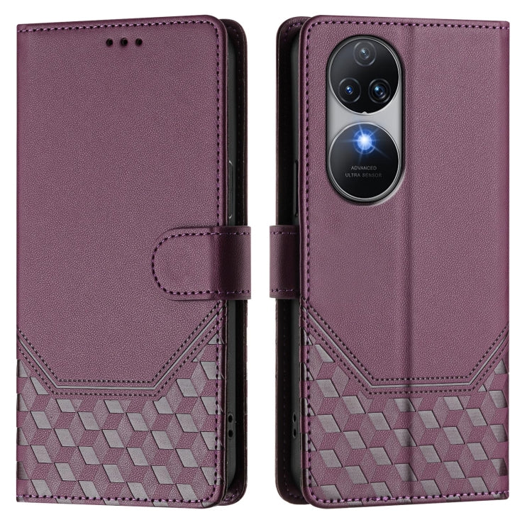 For Oukitel C38 Honeycomb Embossing RFID Leather Phone Case