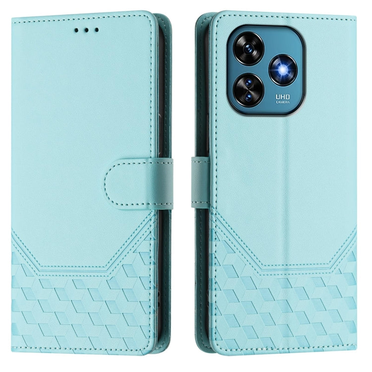 For Oukitel C51 Honeycomb Embossing RFID Leather Phone Case