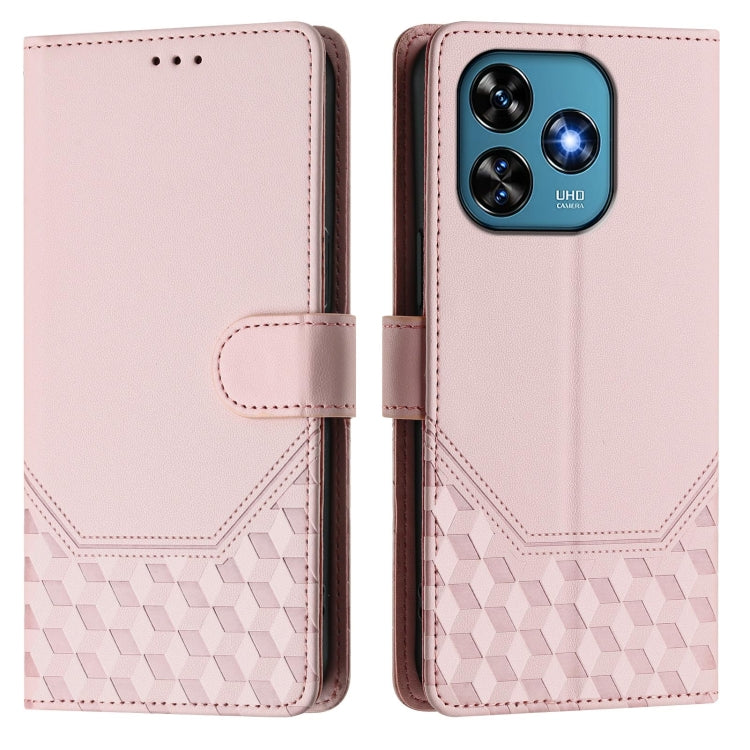 For Oukitel C51 Honeycomb Embossing RFID Leather Phone Case