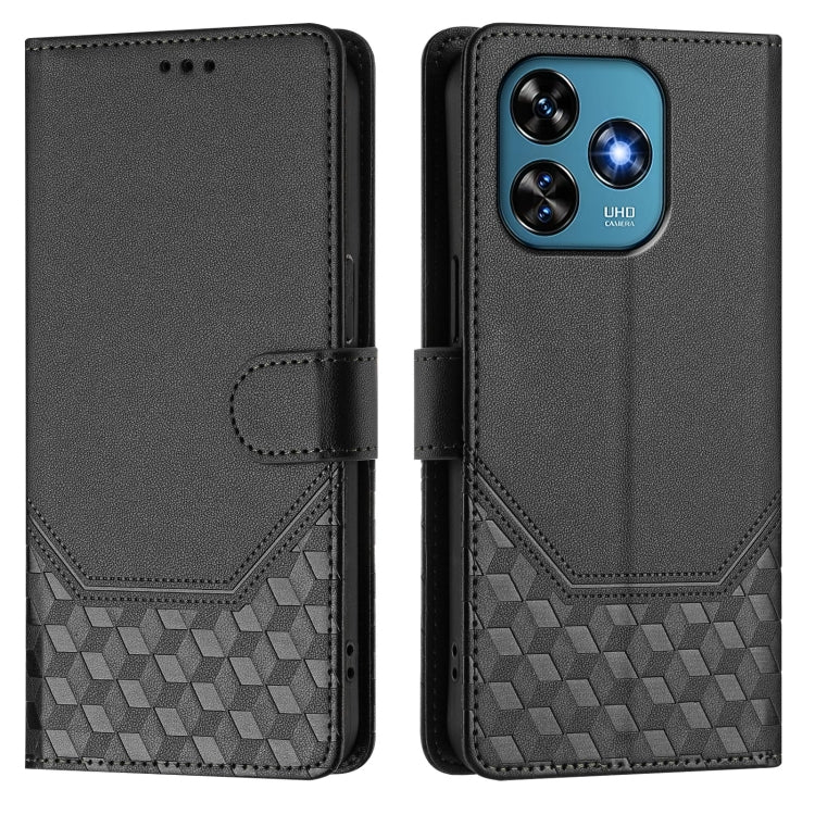 For Oukitel C51 Honeycomb Embossing RFID Leather Phone Case