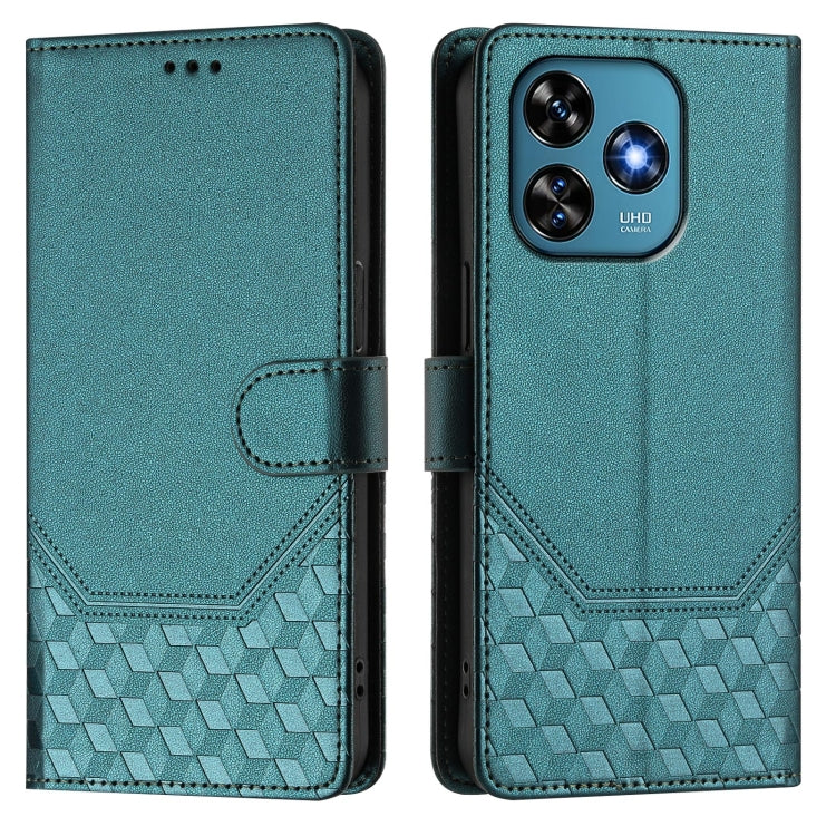 For Oukitel C51 Honeycomb Embossing RFID Leather Phone Case