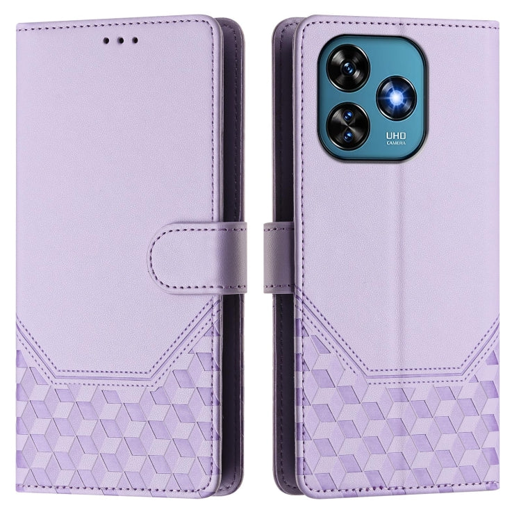 For Oukitel C51 Honeycomb Embossing RFID Leather Phone Case