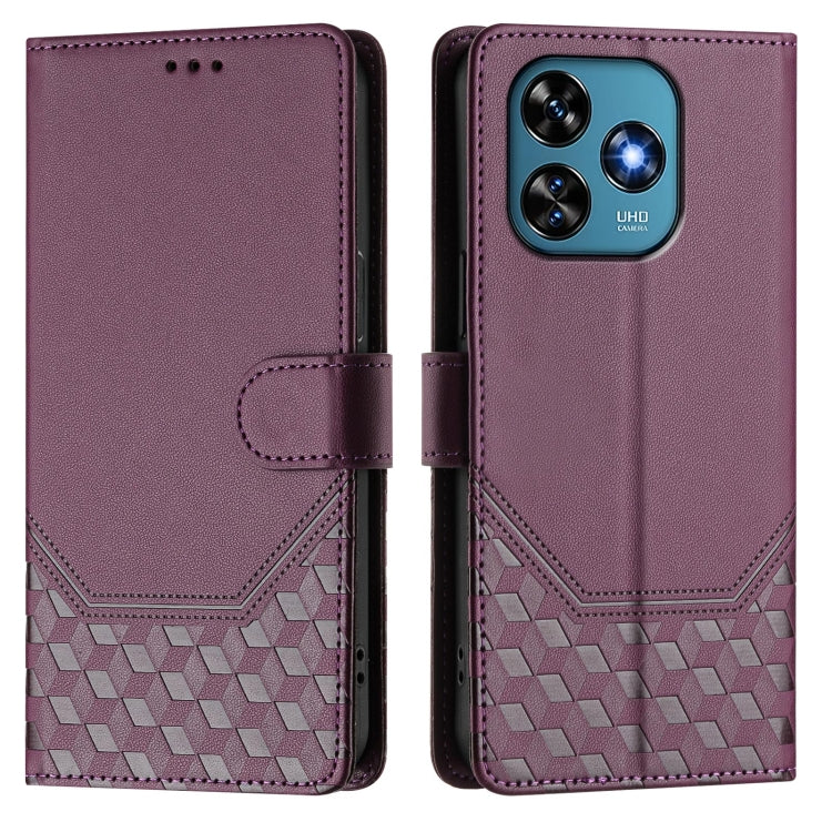 For Oukitel C51 Honeycomb Embossing RFID Leather Phone Case
